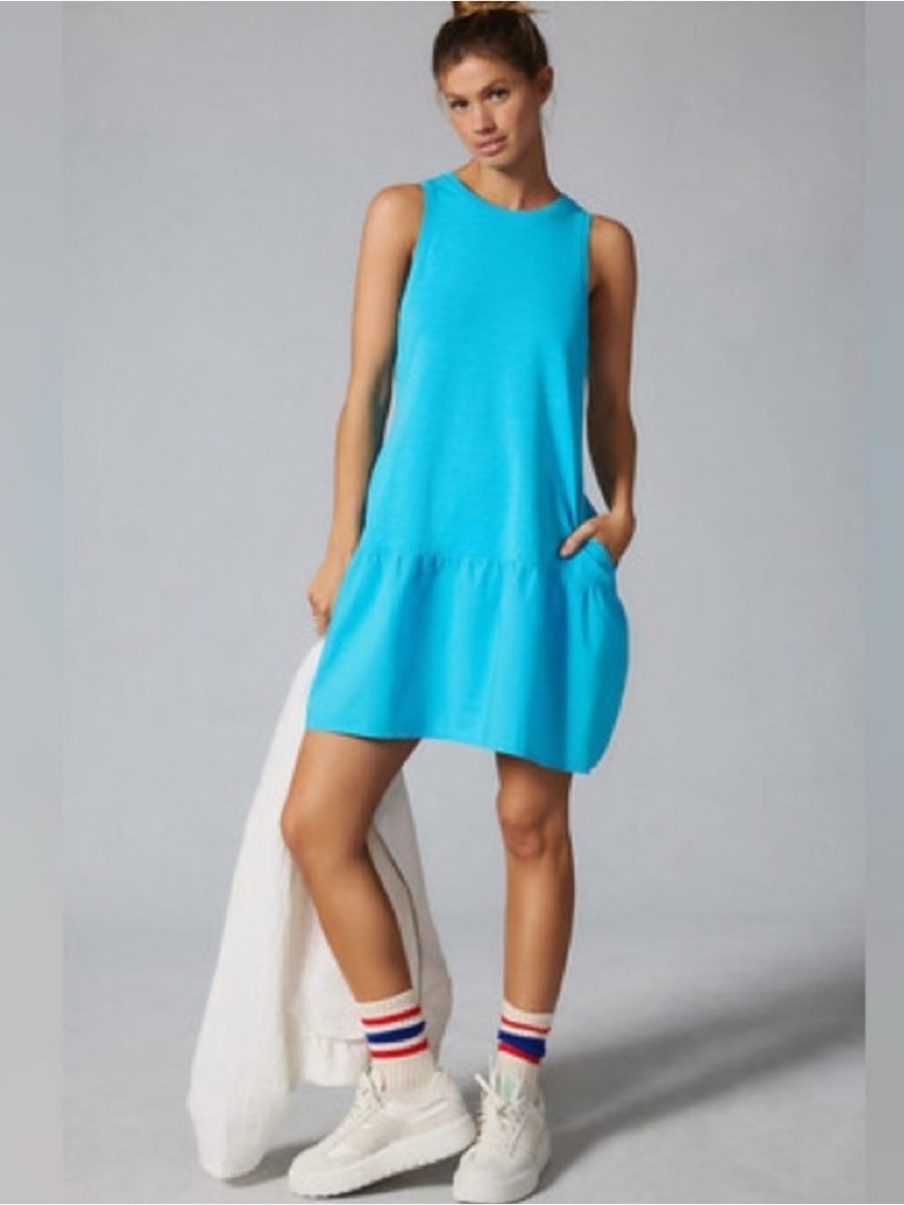 Nation LTD Harumi Bright Turquoise Blue Sleeveless Mini Dress Size XS
